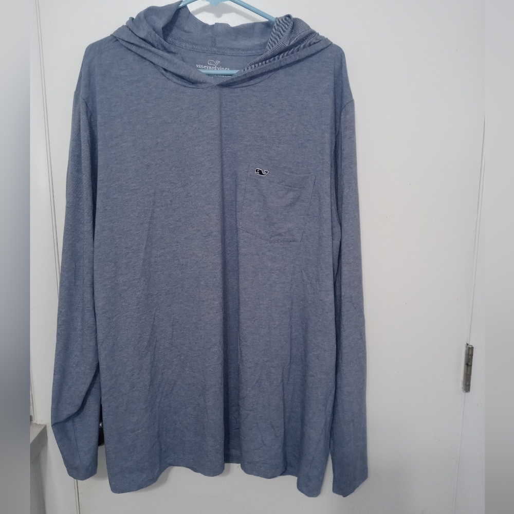 VINEYARD VINES men’s EDGARTOWN LONG SLEEVE HOODIE T SHIRT WHALE LOGO POCKET XL